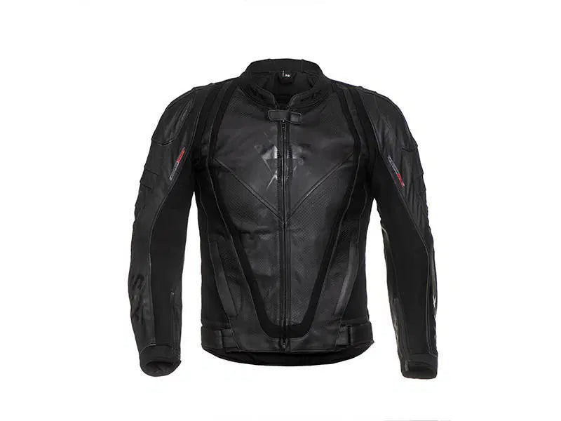 מעיל עור ספורטובי ממוגן לאופנוע SIX BLACK RIDE