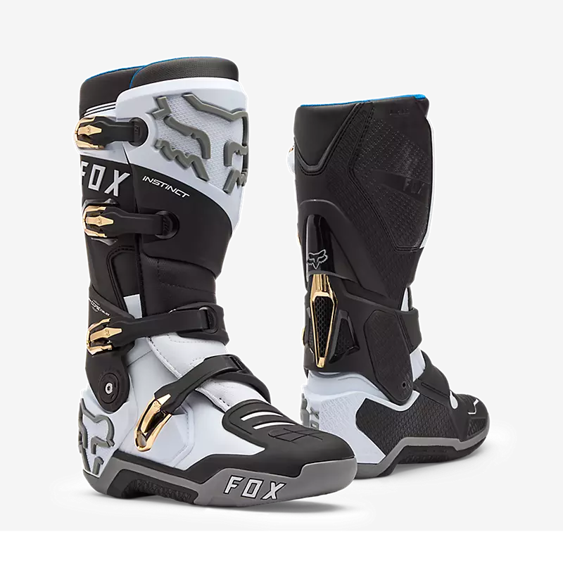מגפי רכיבה פוקס לבן/שחור/אפור – FOX Instinct Boot