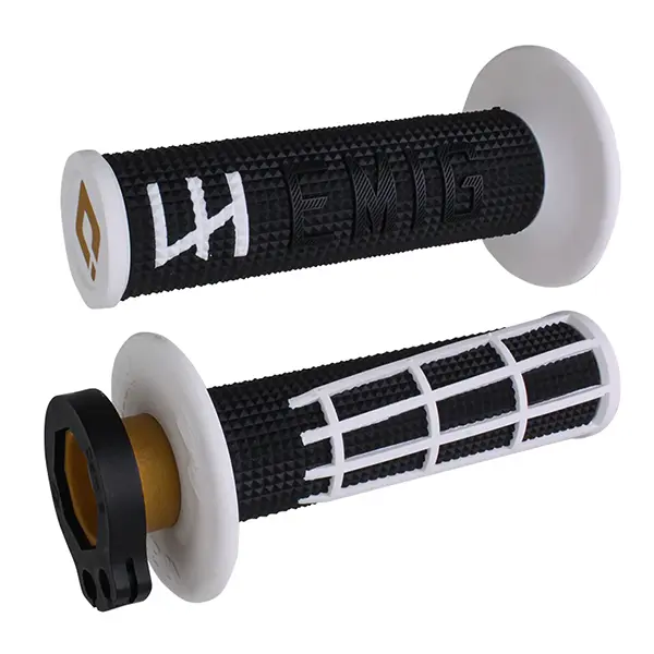 גריפים כולל ידית מצערת שחור/לבן ODI EMIG 2.0 Lock-On V2