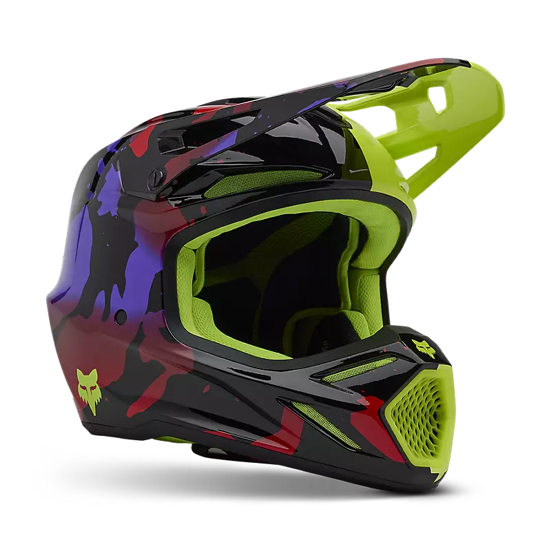 קסדה פוקס צהוב FOX RACING V3 THROTTLE
