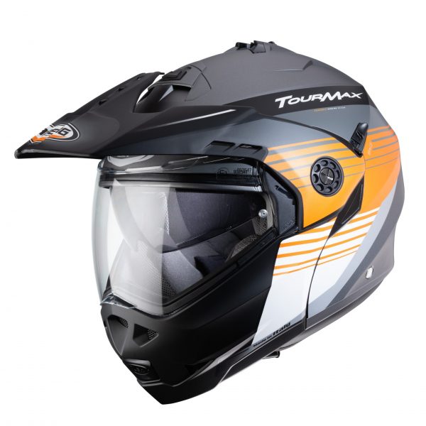 קסדה נפתחת אדוונצ'ר כתום/לבן-Caberg Tourmax Matt Gun Metal/Orange/White