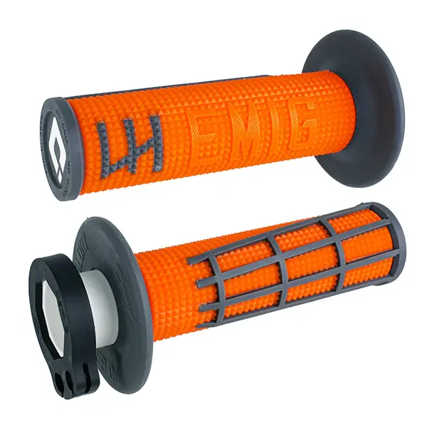 גריפים כולל ידית מצערת כתום/אפור ODI EMIG 2.0 Lock-On V2