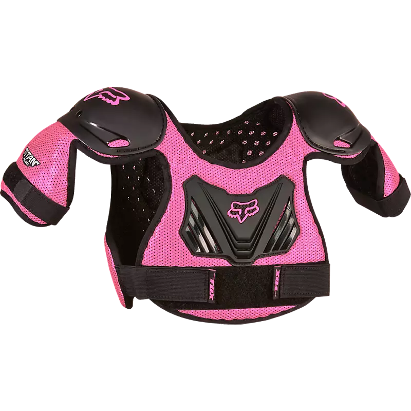 מגן חזה ילדים פוקס שחור ורוד – FOX Peewee Titan Roost Deflector