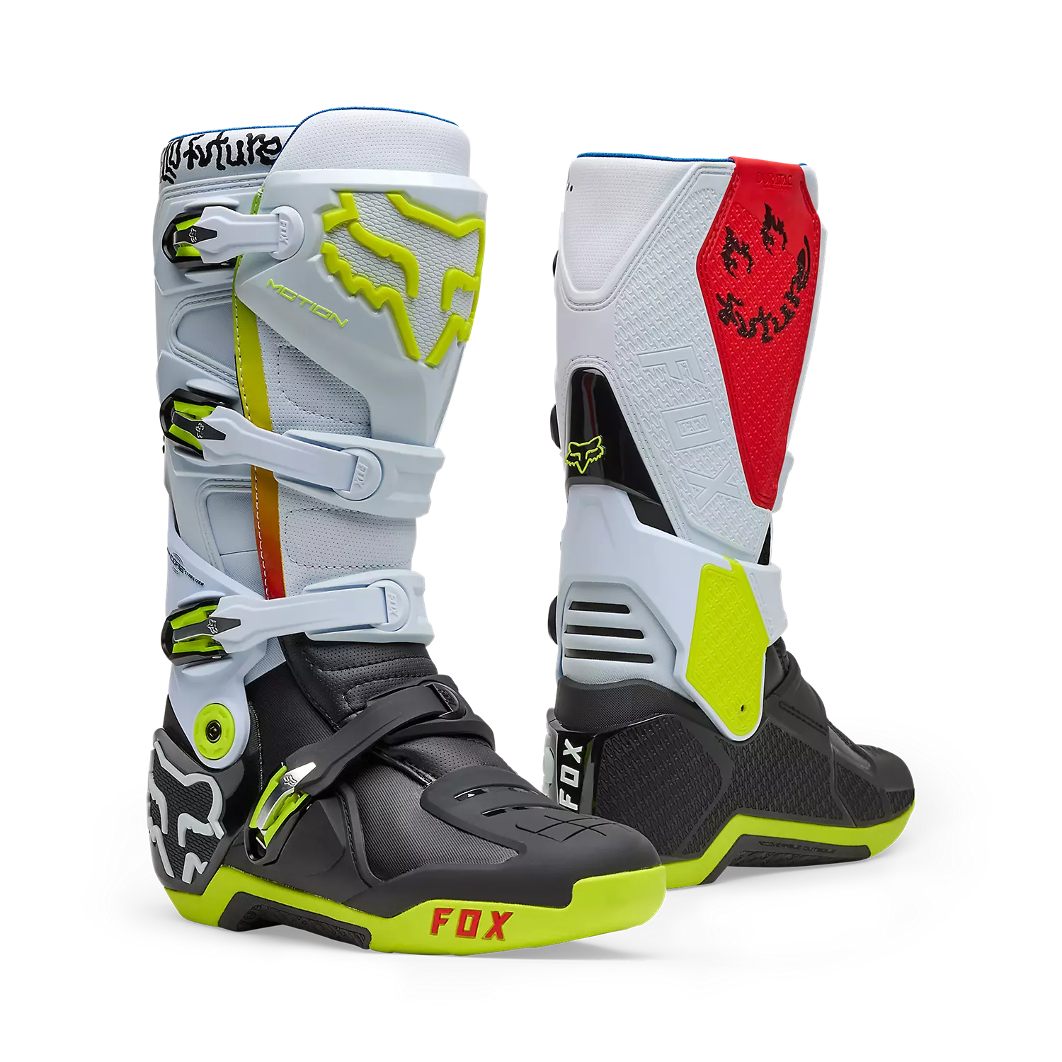 מגפי רכיבה פוקס מושן אדום/שחור/לבן – FOX RACING MOTION HELLO FUTURE BOOT